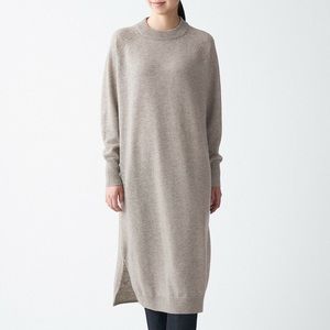 Muji Yak Blend Wool Mockneck Dress - Mocha Brown